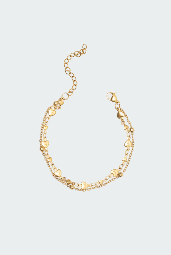 edikted Double Chain Heart Bracelet gold
