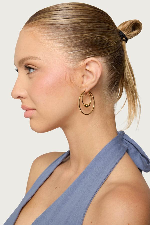 edikted Double Hoop Earrings gold