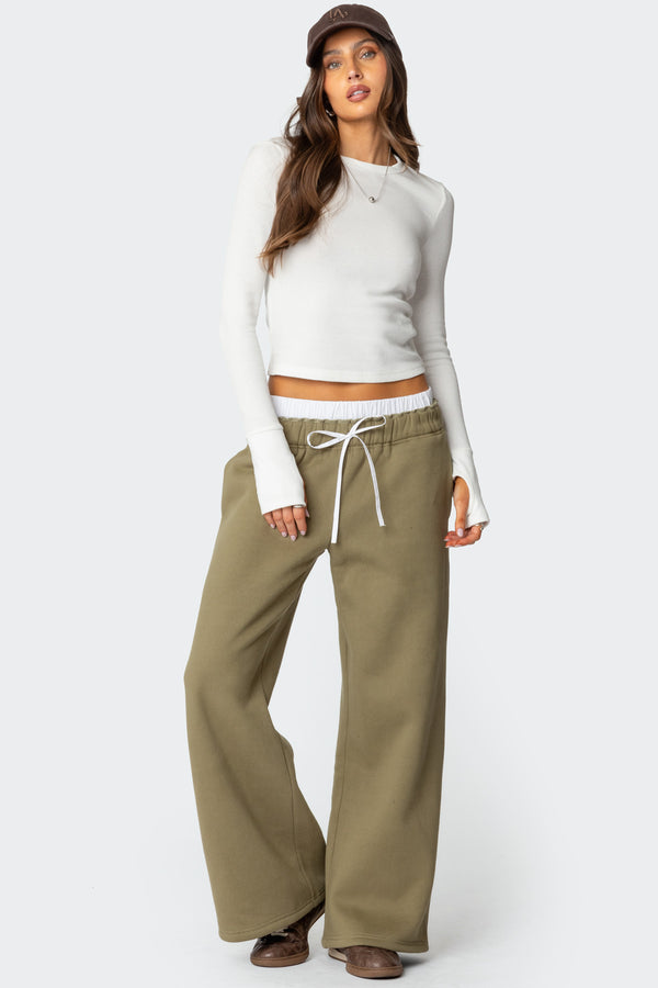 edikted Drawstring Boxer Detail Sweatpants olive