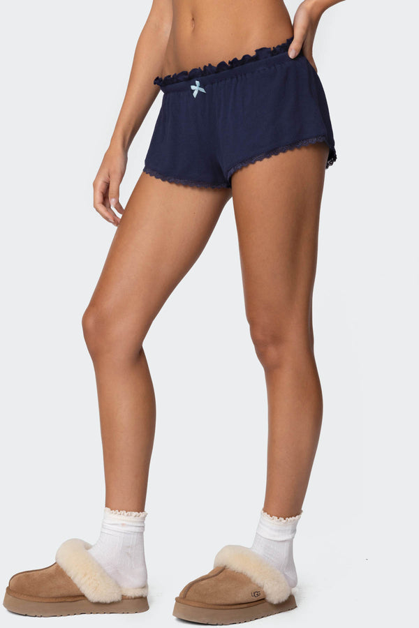 Edikted Dream Waffle Shorts Navy