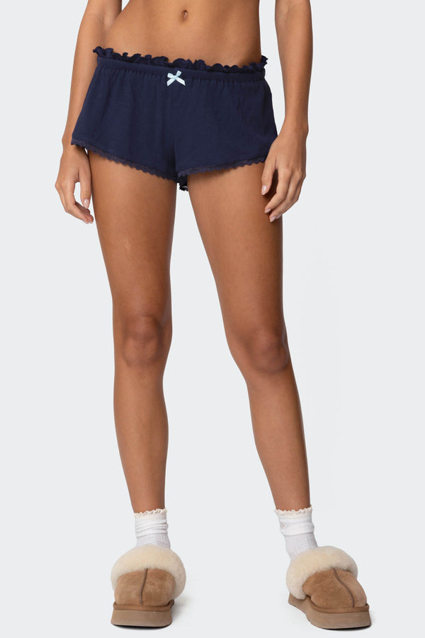 Edikted Dream Waffle Shorts Navy
