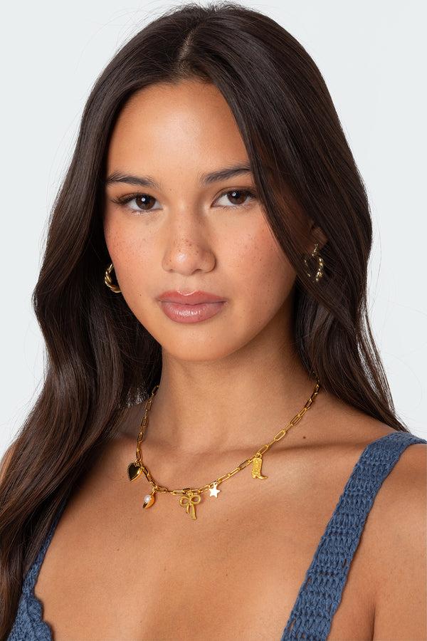 edikted Dreamy Charm Necklace gold
