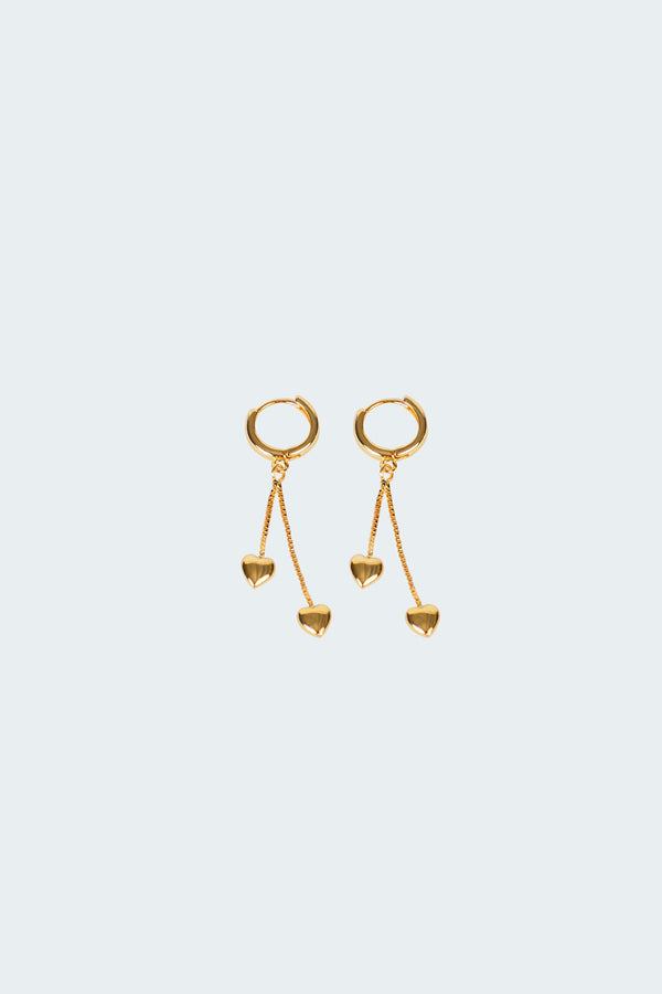 Edikted Drop Heart Hoop Earrings Gold