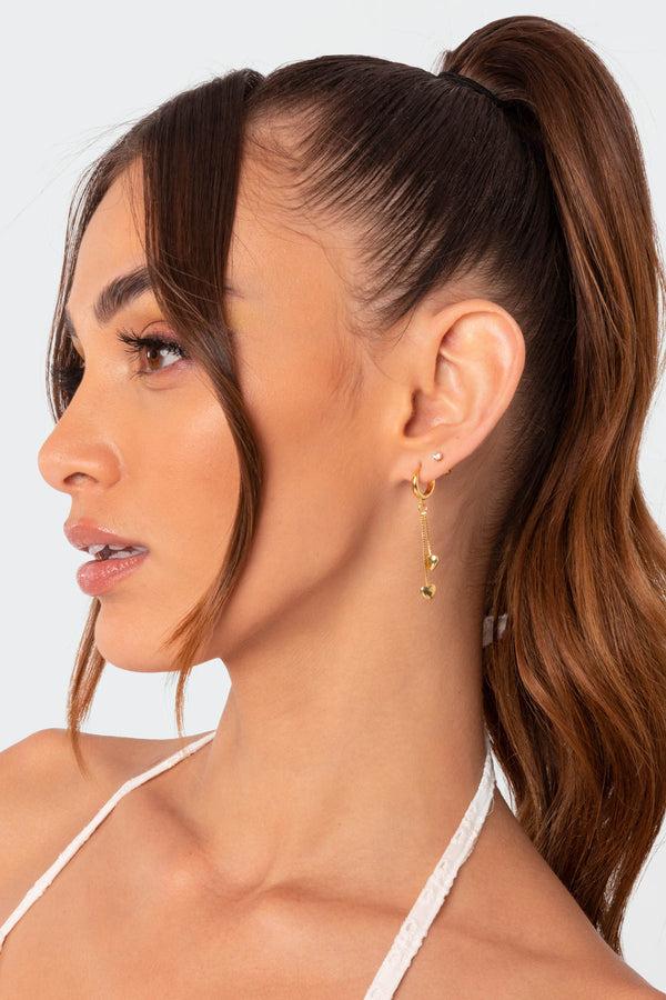 edikted Drop Heart Hoop Earrings gold