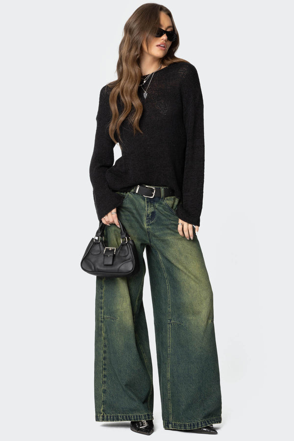 Edikted Drop Shoulder Light Knit Sweater Black