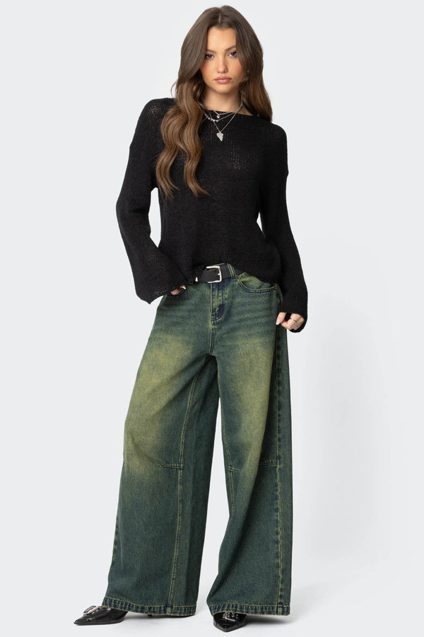 Edikted Drop Shoulder Light Knit Sweater Black