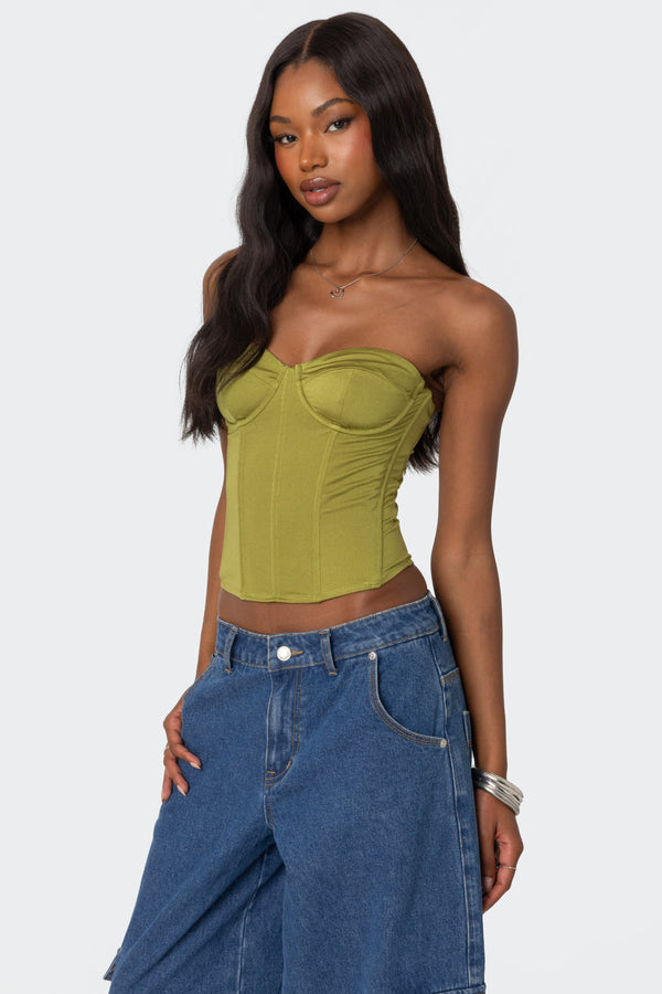 Edikted Duna Shiny Corset Green
