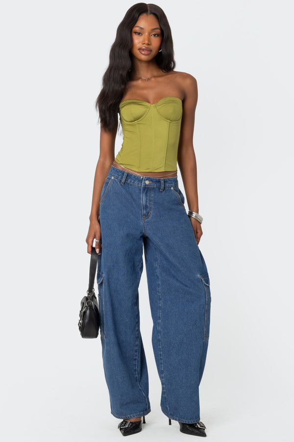 Edikted Duna Shiny Corset Green