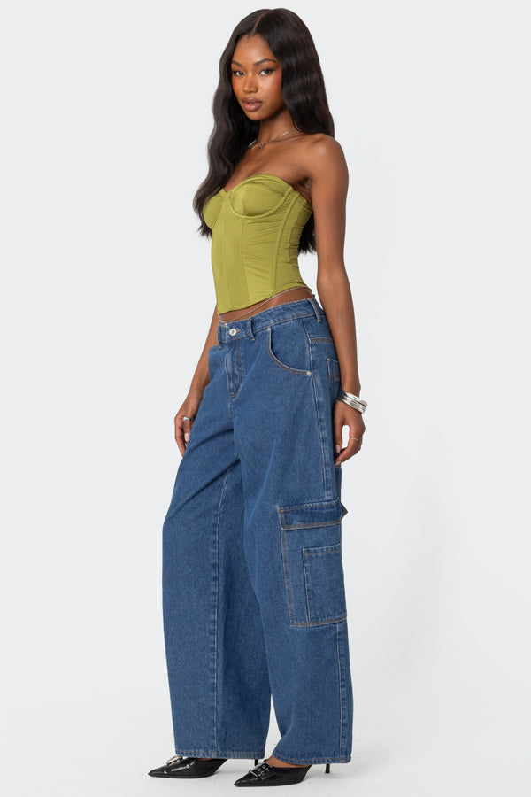 Edikted Duna Shiny Corset Green