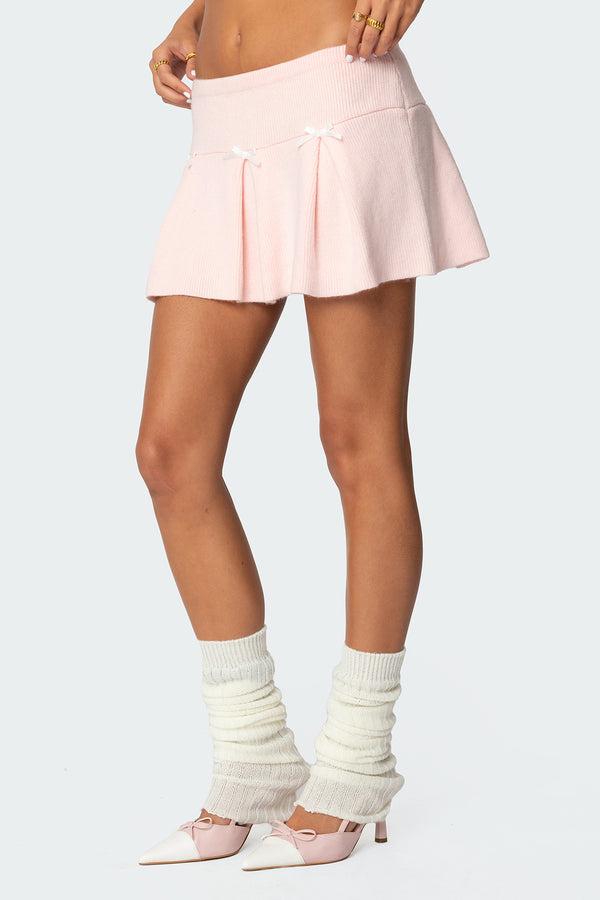 Edikted Easter Pleated Knit Mini Skirt Light Pink