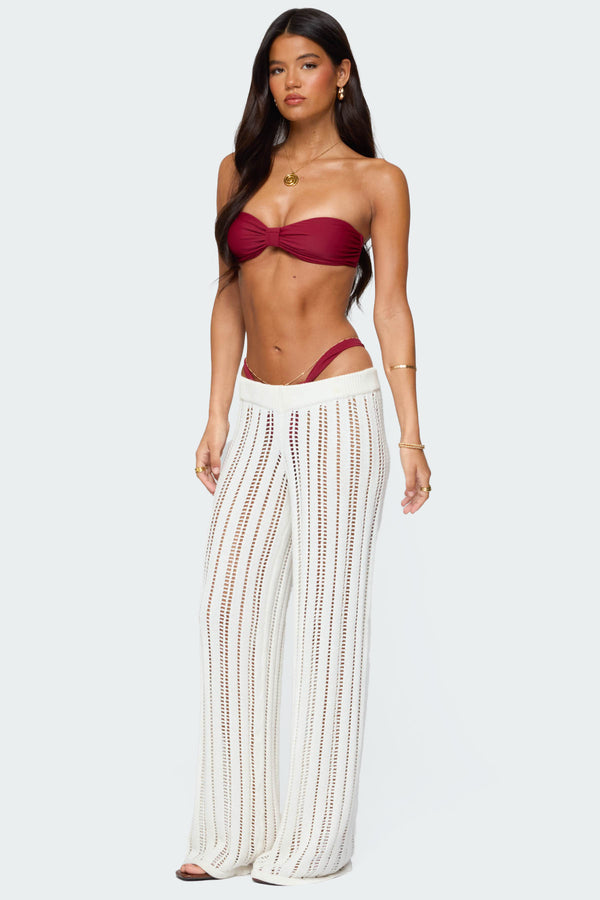 Edikted Echo Ladder Knit Pants Cream