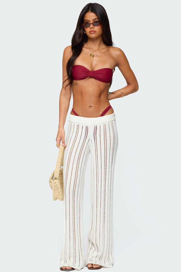 edikted Echo Ladder Knit Pants cream