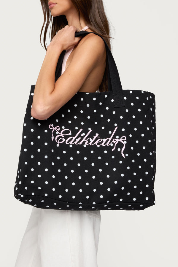 edikted Edikted Bow Tote Bag black and white
