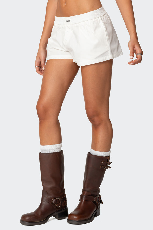 Edikted Edikted Embroidered Boxer Shorts White