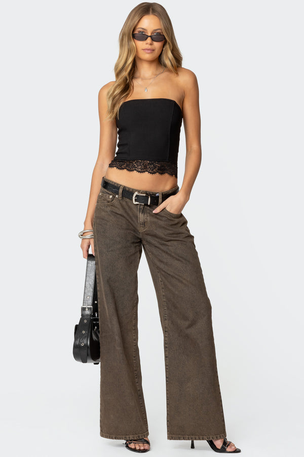 Edikted Elaina Lacey Strapless Corset Black