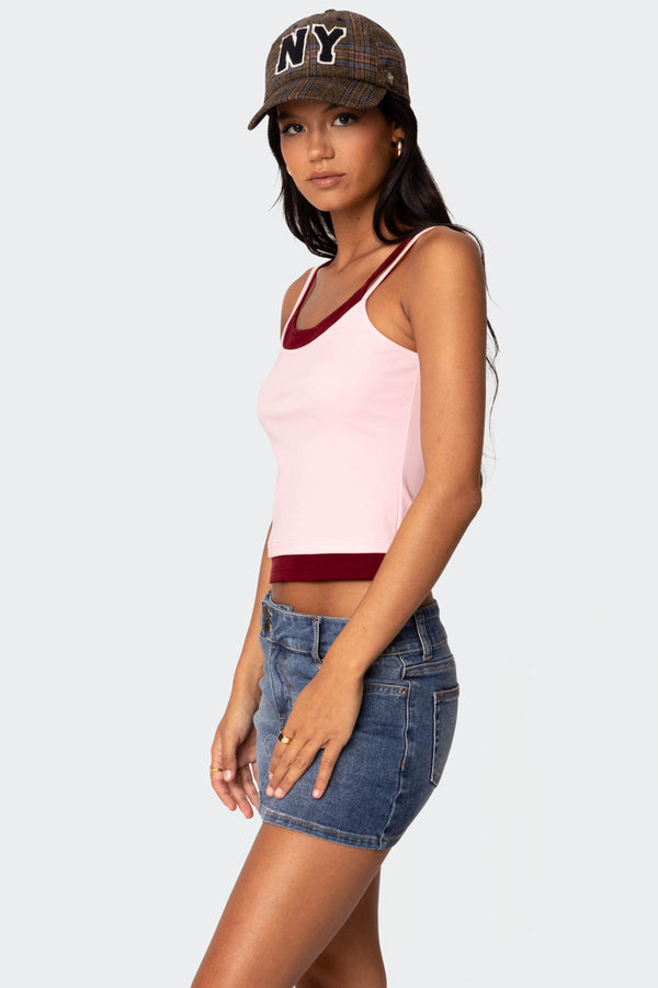 Edikted Element Layered Tank Top Light Pink