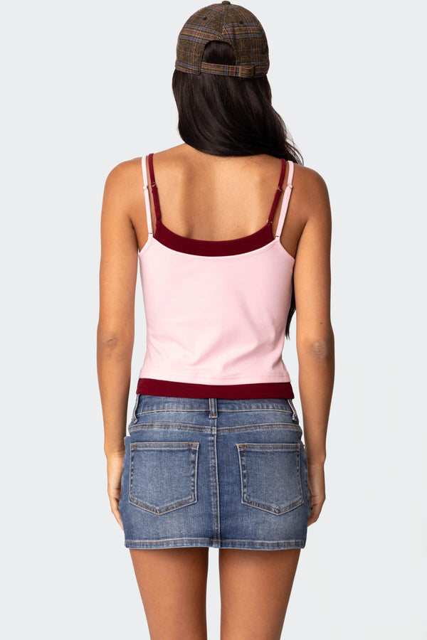 Edikted Element Layered Tank Top Light Pink