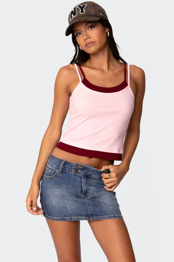edikted Element Layered Tank Top light pink