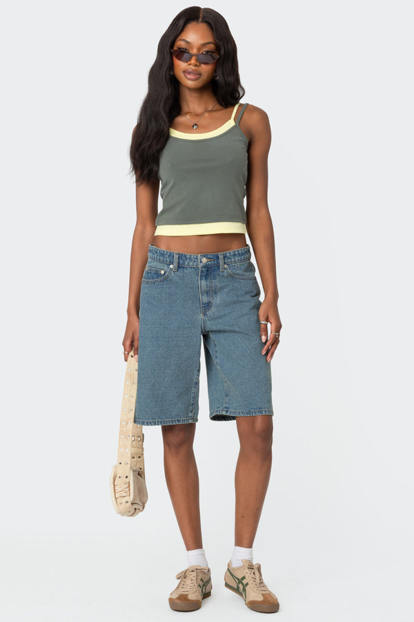 Edikted Element Layered Tank Top Olive