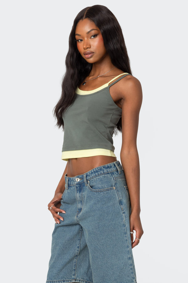 Edikted Element Layered Tank Top Olive