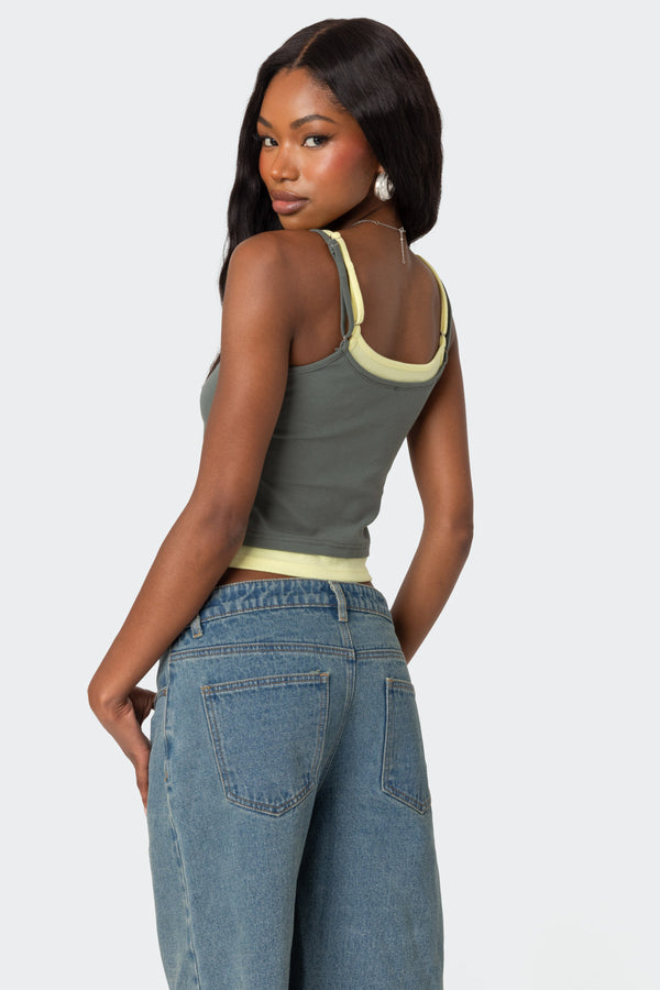 Edikted Element Layered Tank Top Olive