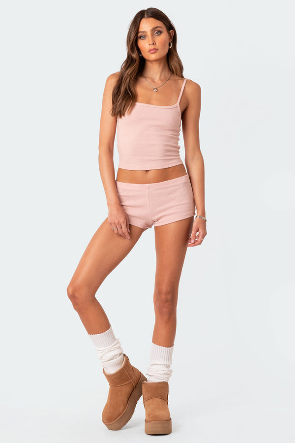 edikted Ella Waffle Micro Shorts light pink
