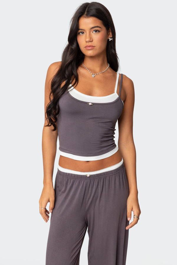 edikted Elsa Layered Tank Top gray