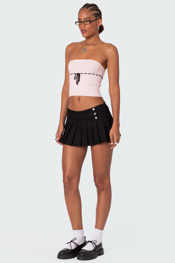 Edikted Elsie Knitted Tie Tube Top Pink