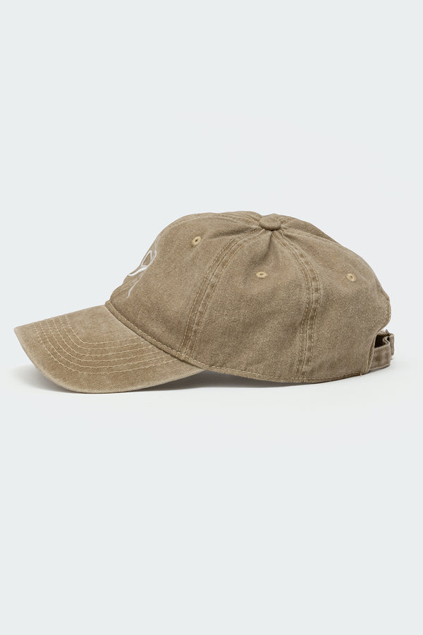 Edikted Embroidered Bow Washed Baseball Cap Brown
