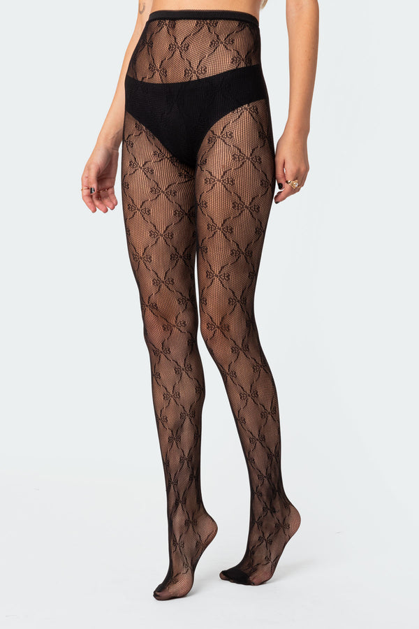 Edikted Embroidered Lacey Tights Black