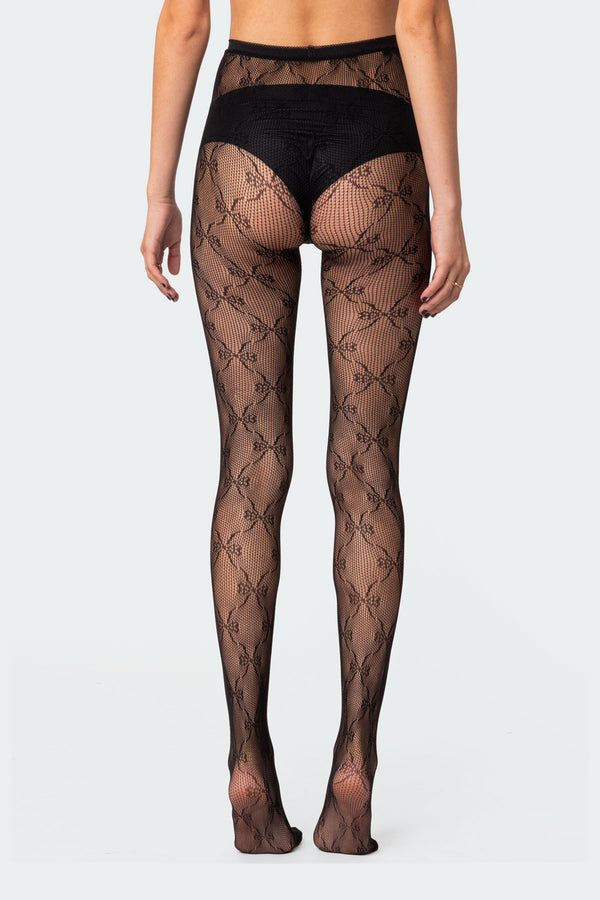 Edikted Embroidered Lacey Tights Black
