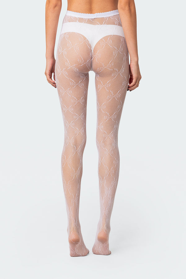 Edikted Embroidered Lacey Tights White