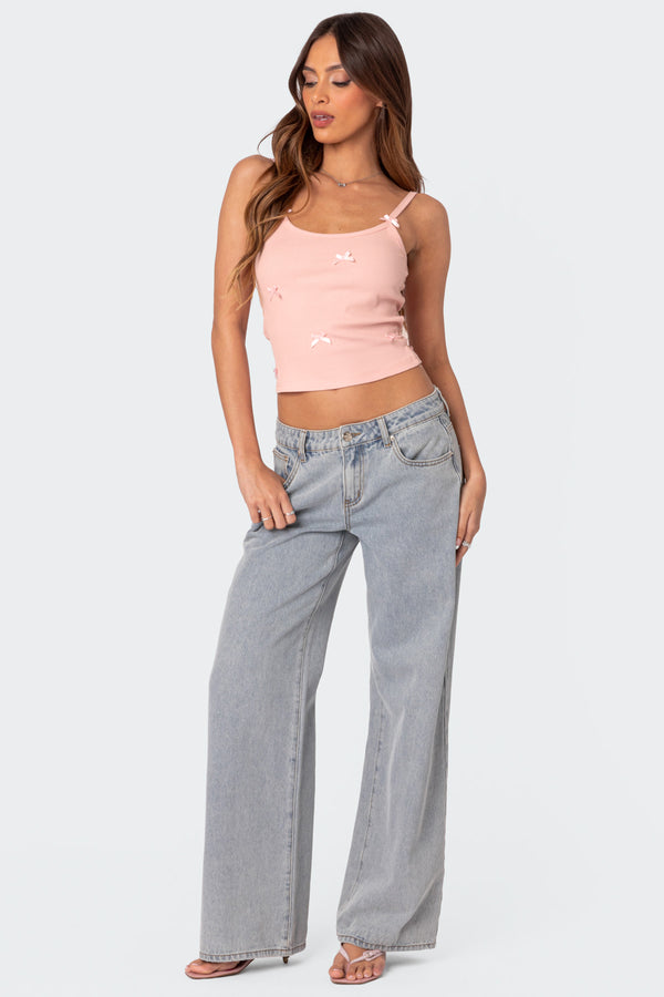 Edikted Emilia Ribbed Bow Tank Top Pink