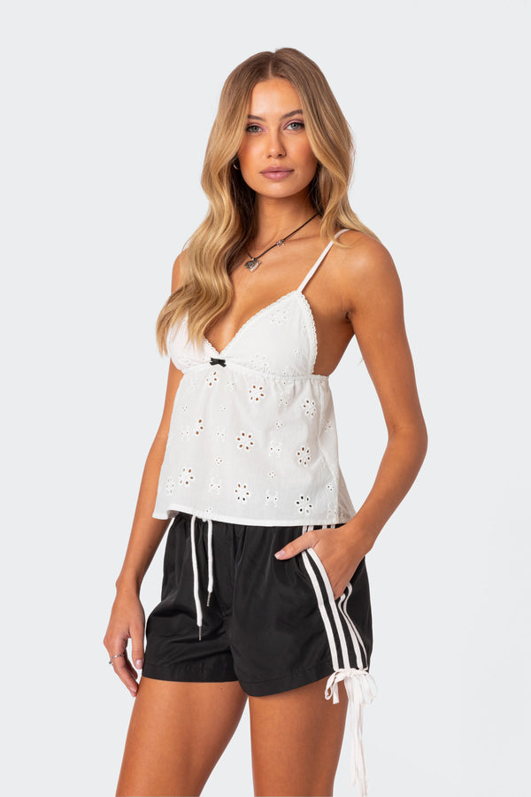 Edikted Emilie Eyelet Tank Top White