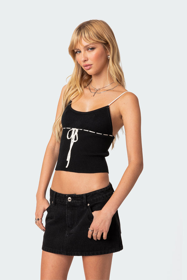 Edikted Emily Knit Tank Top Black