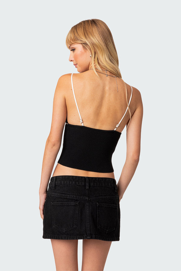 Edikted Emily Knit Tank Top Black