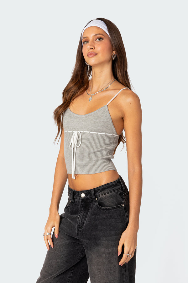 Edikted Emily Knit Tank Top Gray Melange