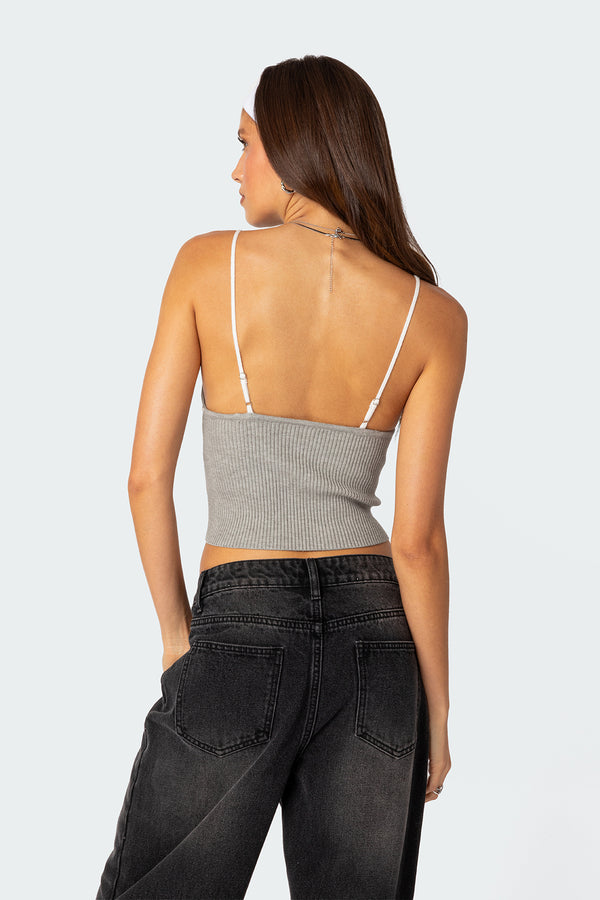 Edikted Emily Knit Tank Top Gray Melange