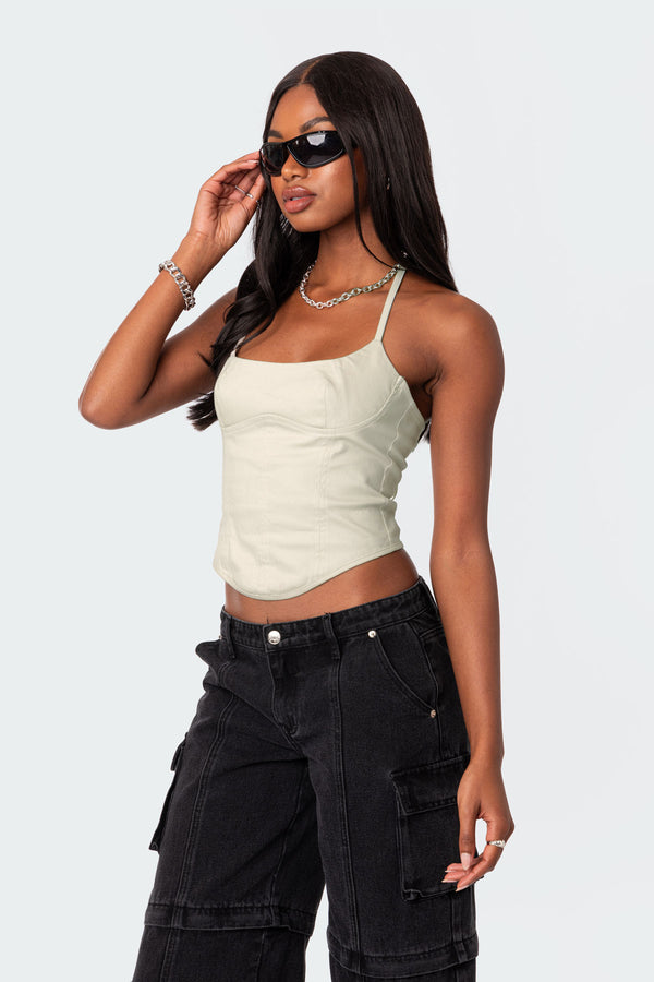 Edikted Emmeline Bustier Lace Up Corset Gray