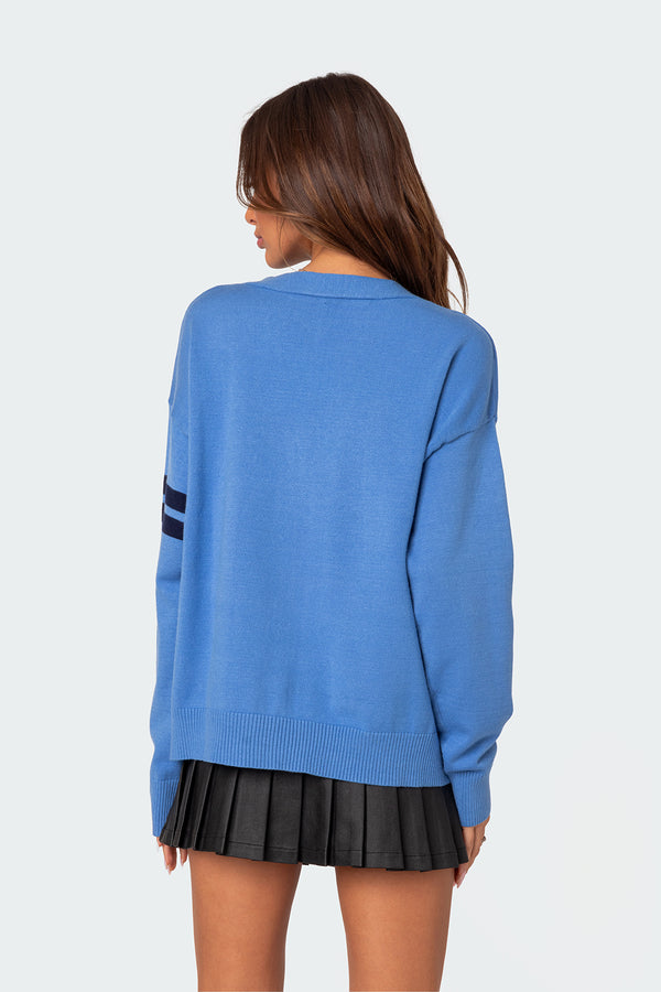 Edikted Emmett Oversized Cardigan Blue
