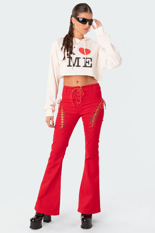 edikted Engine Red Flared Jeans red