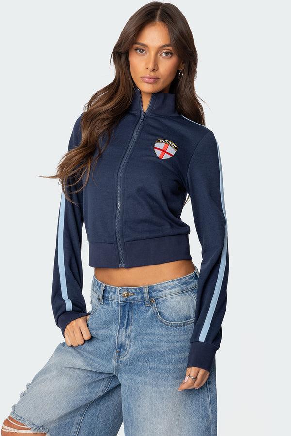 edikted England Zip Up Sweatshirt navy