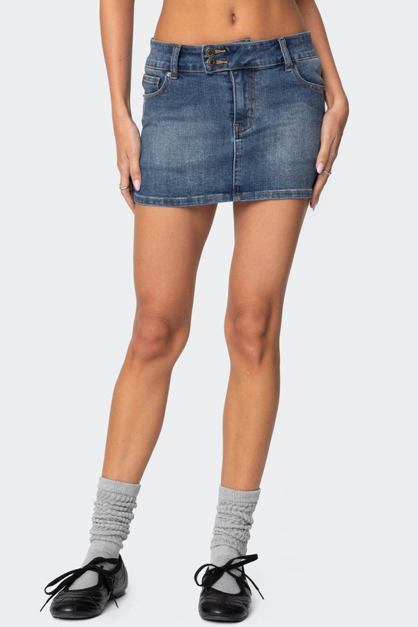 Edikted Eryn Denim Mini Skirt Blue