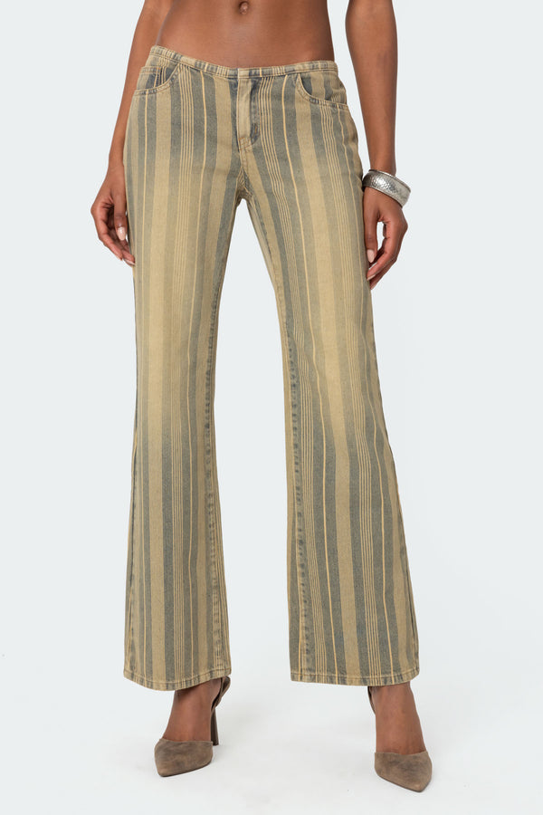 Edikted Eternity Pinstripe Flare Jeans Mix