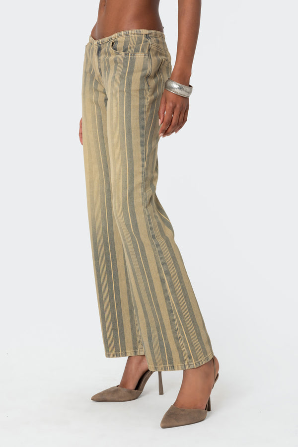 Edikted Eternity Pinstripe Flare Jeans Mix