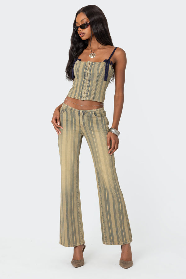 edikted Eternity Pinstripe Flare Jeans mix