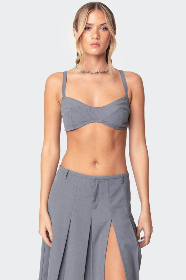 edikted Ethel Tailored Bralette gray
