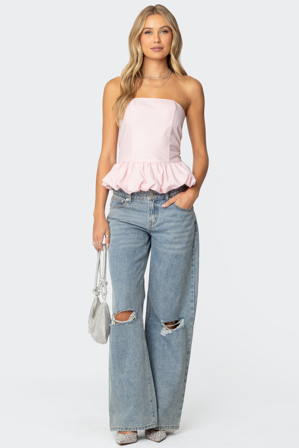 Edikted Everlee Bubble Hem Corset Light Pink