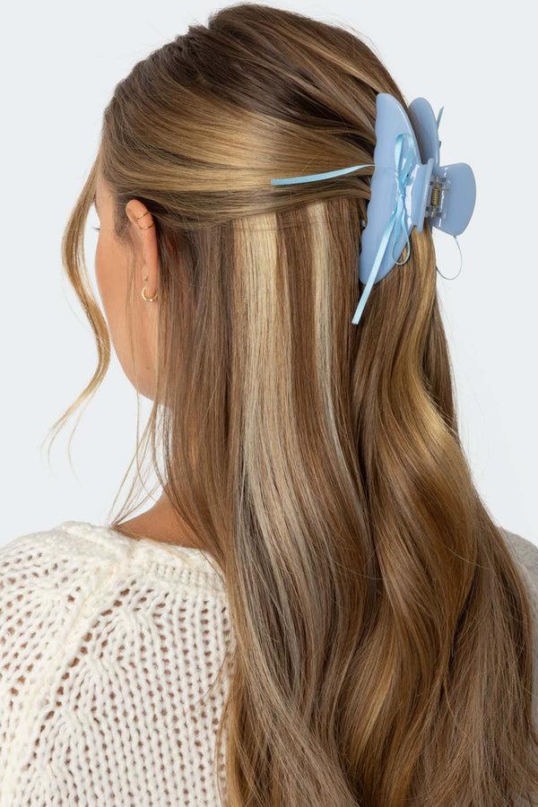 edikted Everyday Ribbon Bow Claw Clip blue