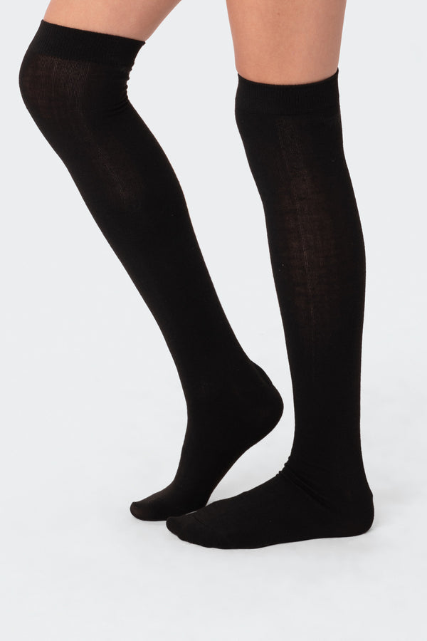 edikted Evie Knee High Socks black